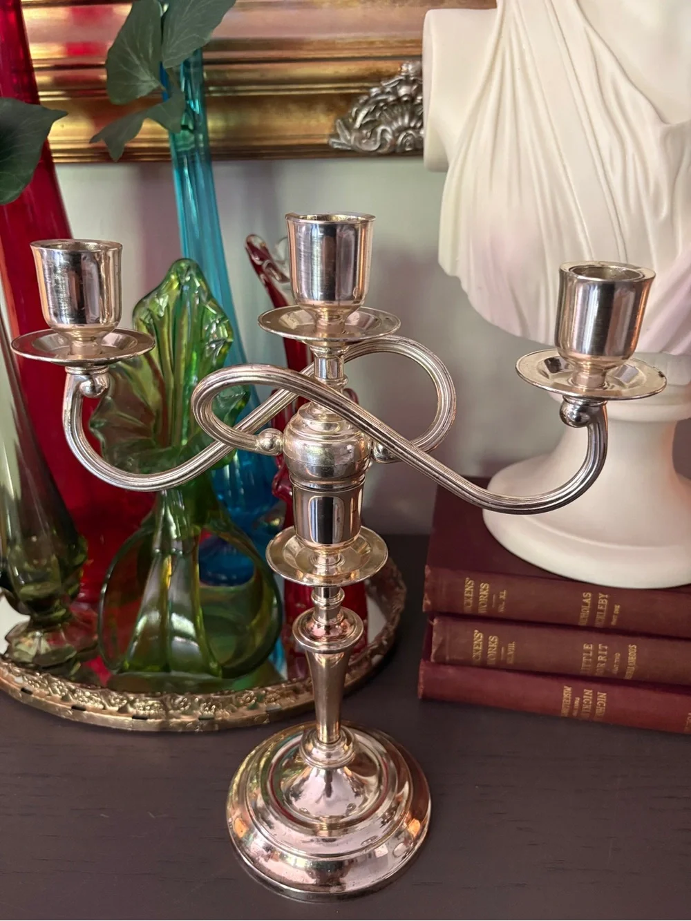 Oneida vintage 3-arm candelabra convertible silver plated- set of 2